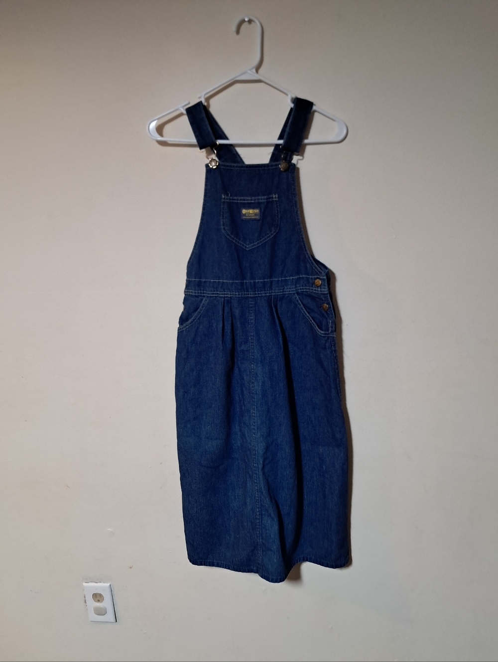 Oshkosh G'gosh Vintage Classic Denim Overall Girl Dress Blue Sz. 10 *MEASURMENTS